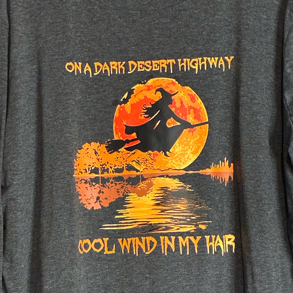 Dark Heather Gray Witch Graphic Long Sleeve Tee - Picture 2 of 6
